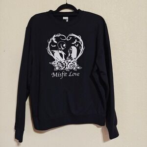 Make Market Misfit Love Jack Sally Nightmare Before Christmas Sweatshirt Black L